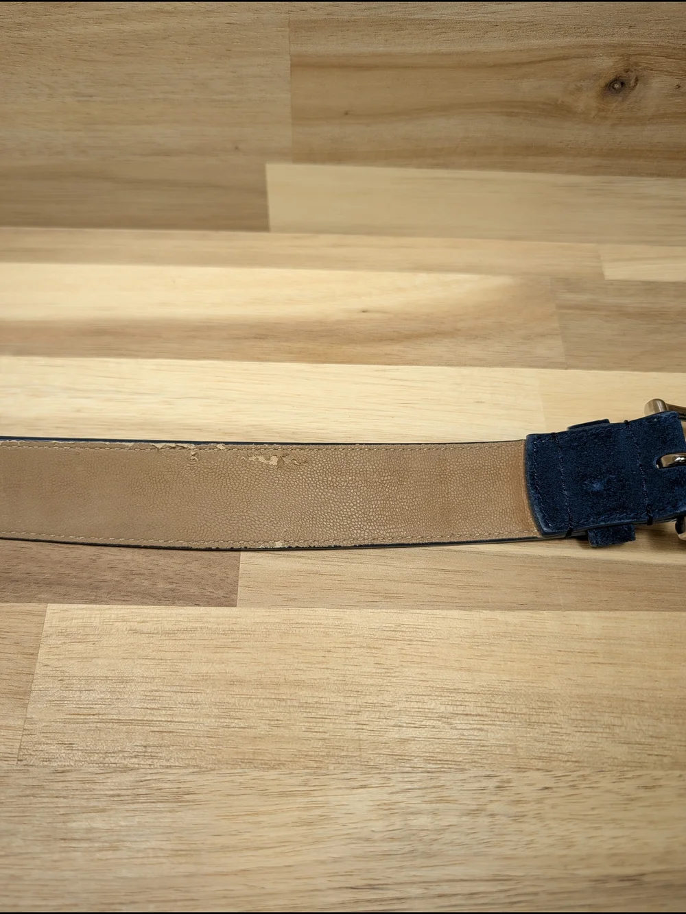 Suede Leather Belt Silver Tone Cole Haan Navy Blue  Buckle Classic 51